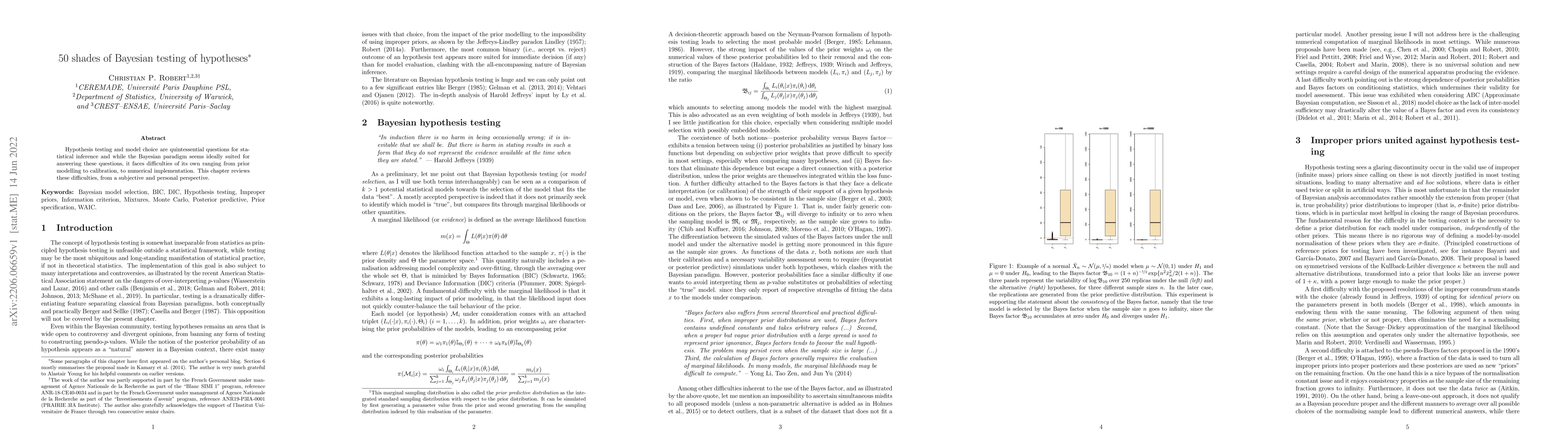 Thumbnail for 50 shades of Bayesian testing of hypotheses