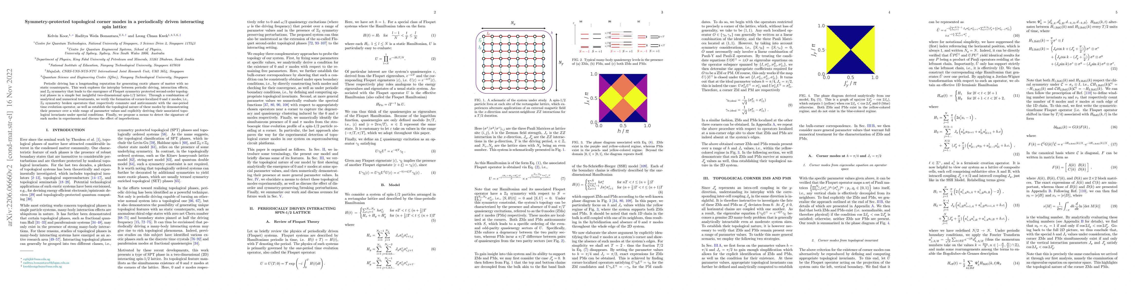 Thumbnail for Symmetry-protected topological corner modes in a periodically driven
  interacting spin lattice