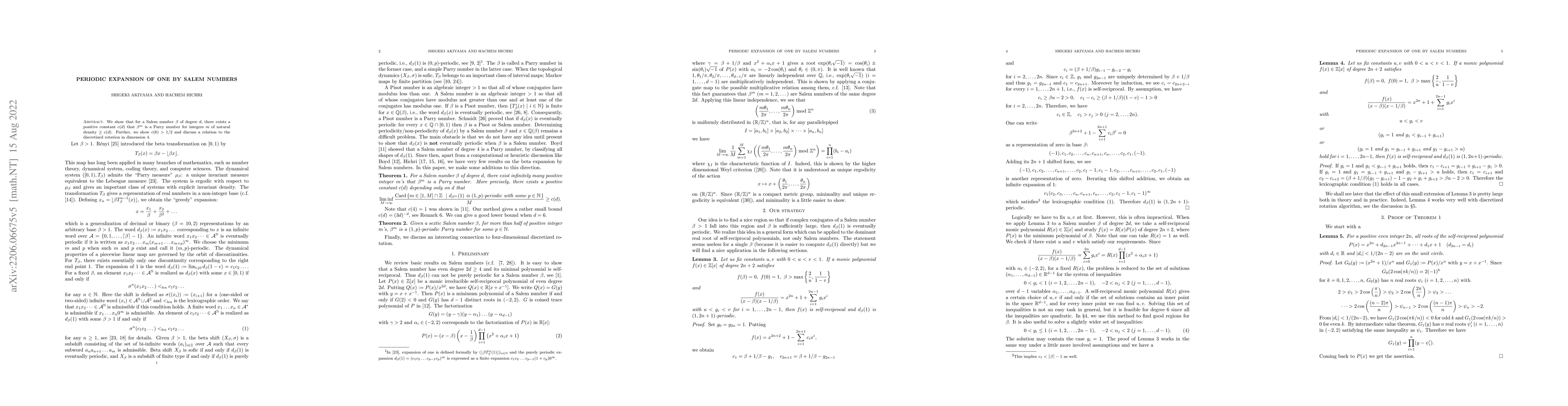 Thumbnail for Periodic expansion of one by Salem numbers