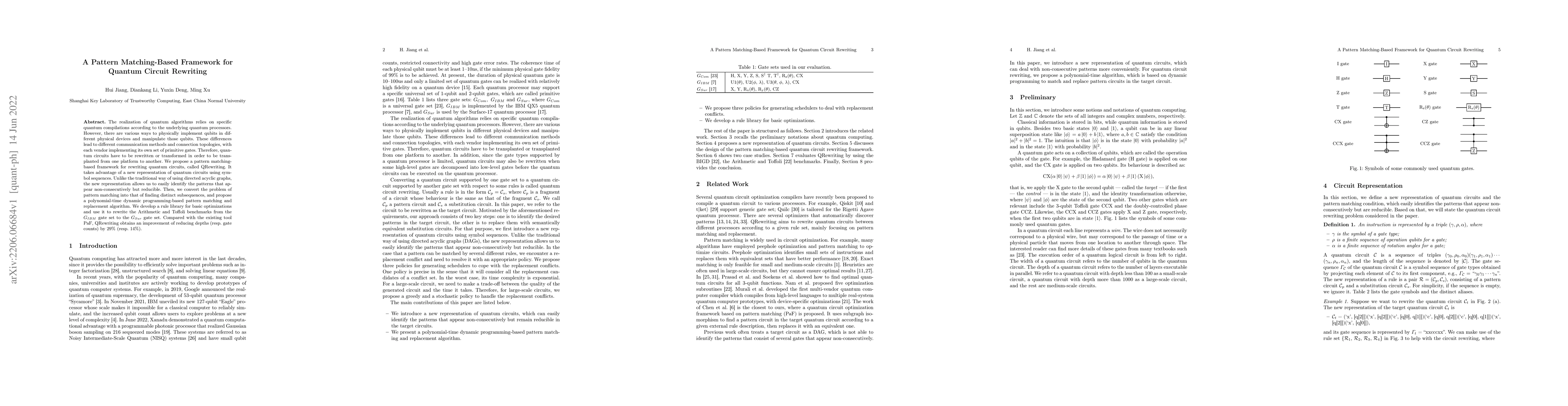 Thumbnail for A Pattern Matching-Based Framework for Quantum Circuit Rewriting