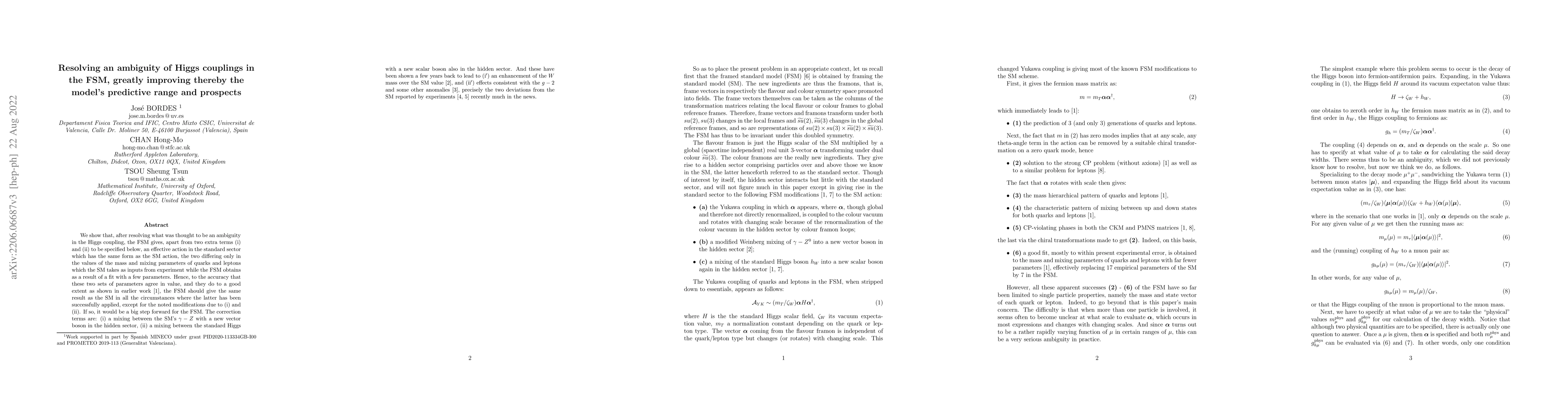 Thumbnail for Resolving an ambiguity of Higgs couplings in the FSM, greatly improving
  thereby the model's predictive range and prospects