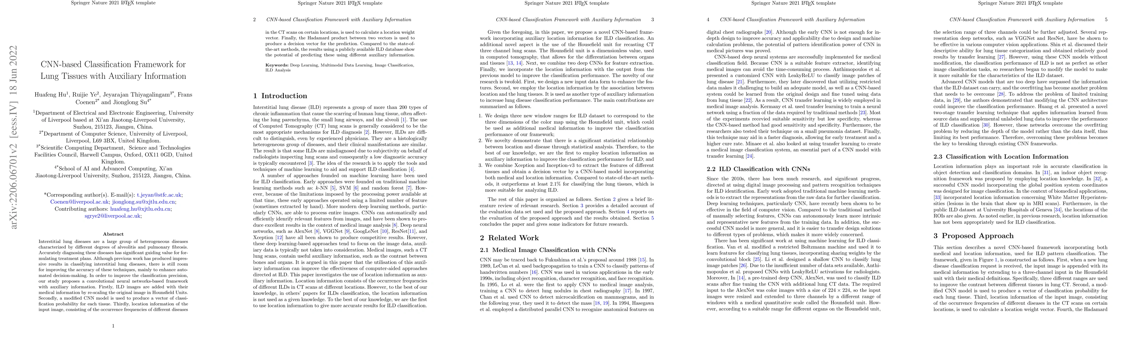 Thumbnail for CNN-based Classification Framework for Lung Tissues with Auxiliary
  Information