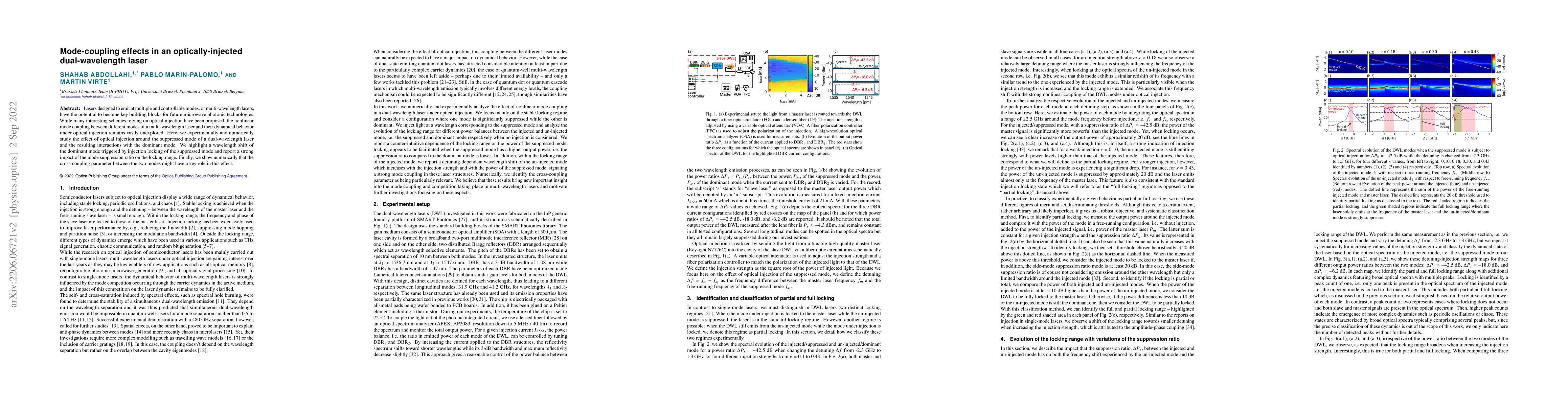 Thumbnail for Mode-coupling effects in an optically-injected dual-wavelength laser