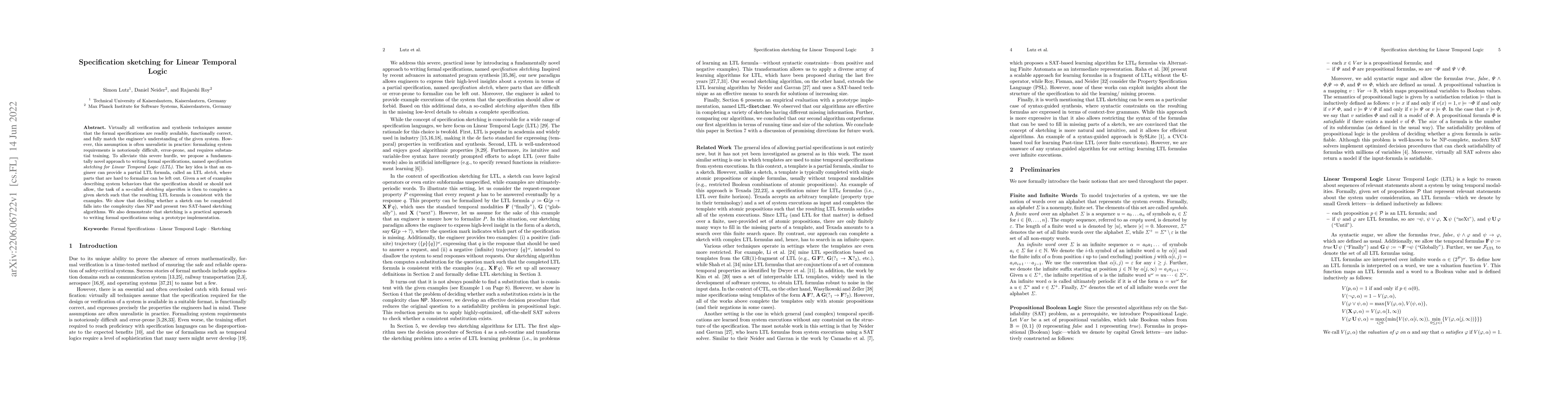Thumbnail for Specification sketching for Linear Temporal Logic