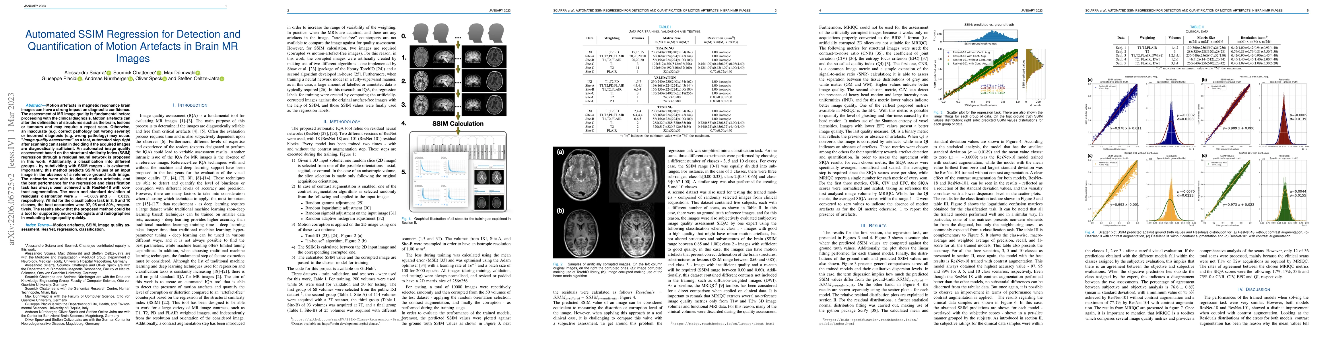 Thumbnail for Automated SSIM Regression for Detection and Quantification of Motion
  Artefacts in Brain MR Images
