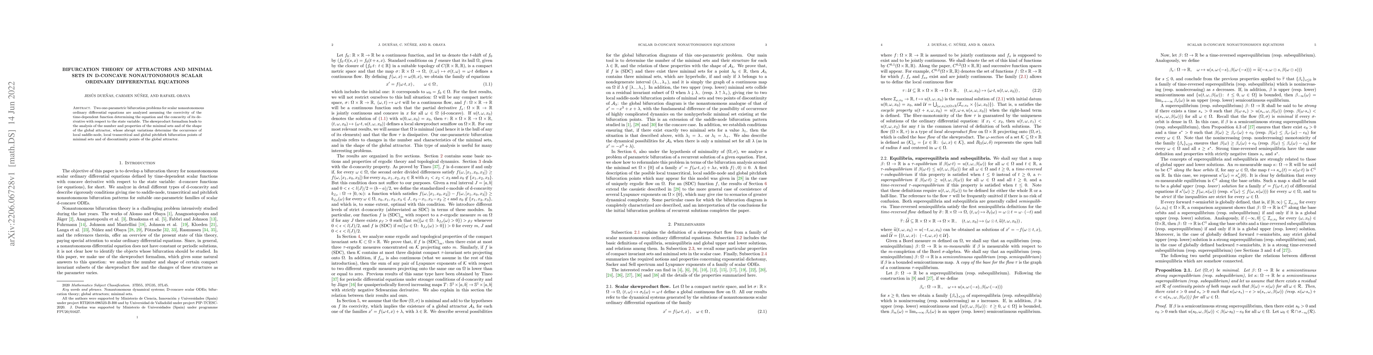 Thumbnail for Bifurcation Theory of Attractors and Minimal Sets in D-Concave
  Nonautonomous Scalar Ordinary Differential Equations