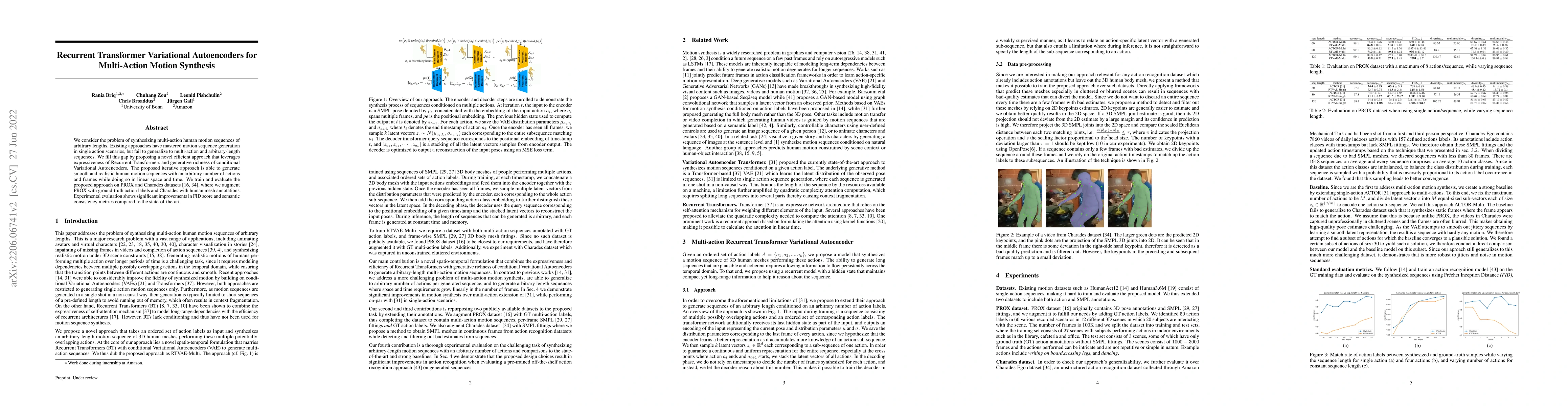 Thumbnail for Recurrent Transformer Variational Autoencoders for Multi-Action Motion
  Synthesis