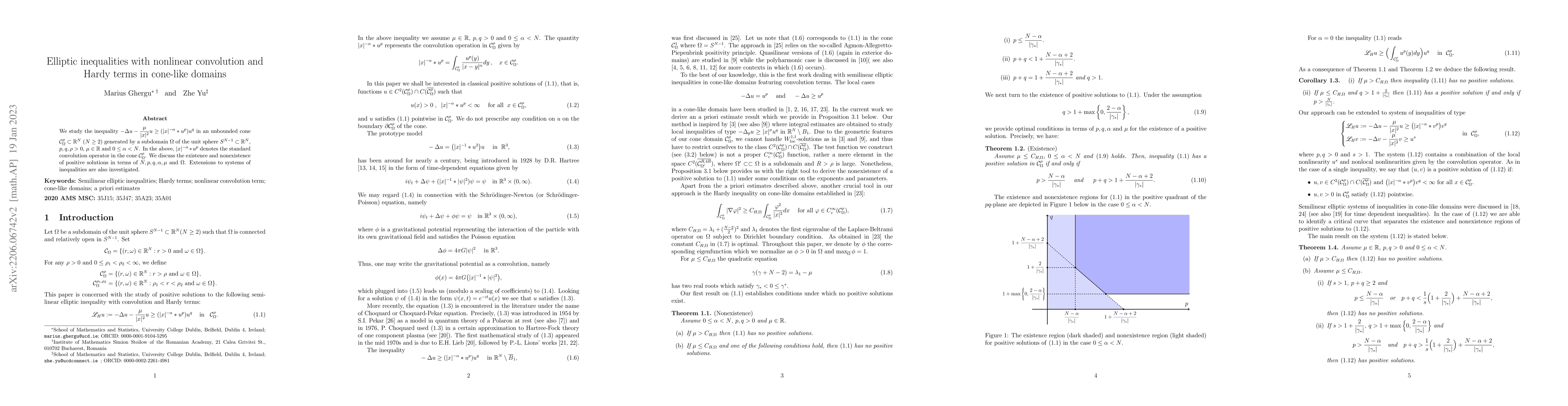 Thumbnail for Elliptic inequalities with nonlinear convolution and Hardy terms in
  cone-like domains