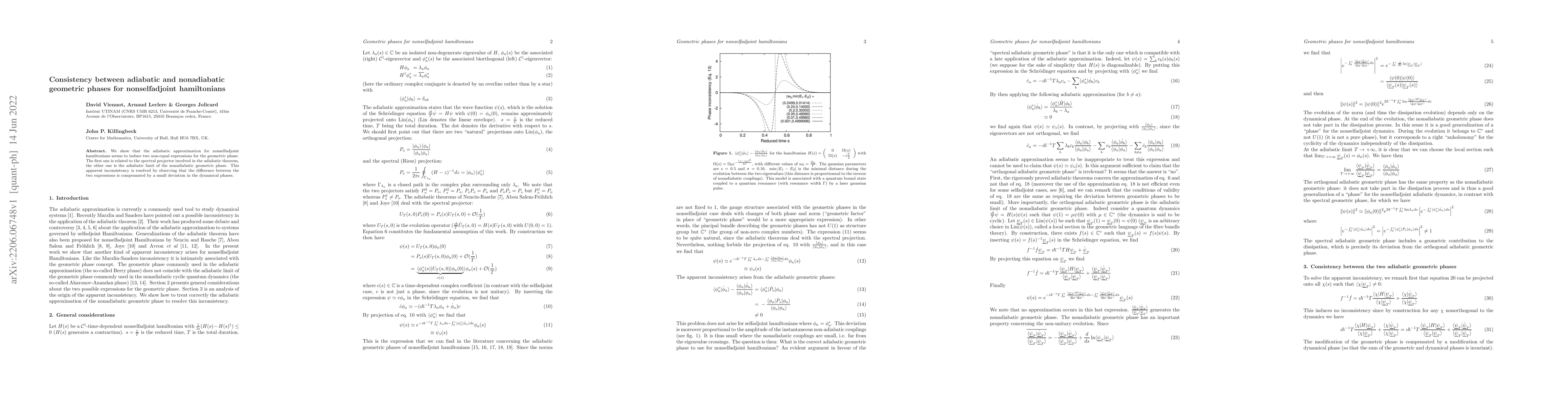 Thumbnail for Consistency between adiabatic and nonadiabatic geometric phases for
  nonselfadjoint hamiltonians