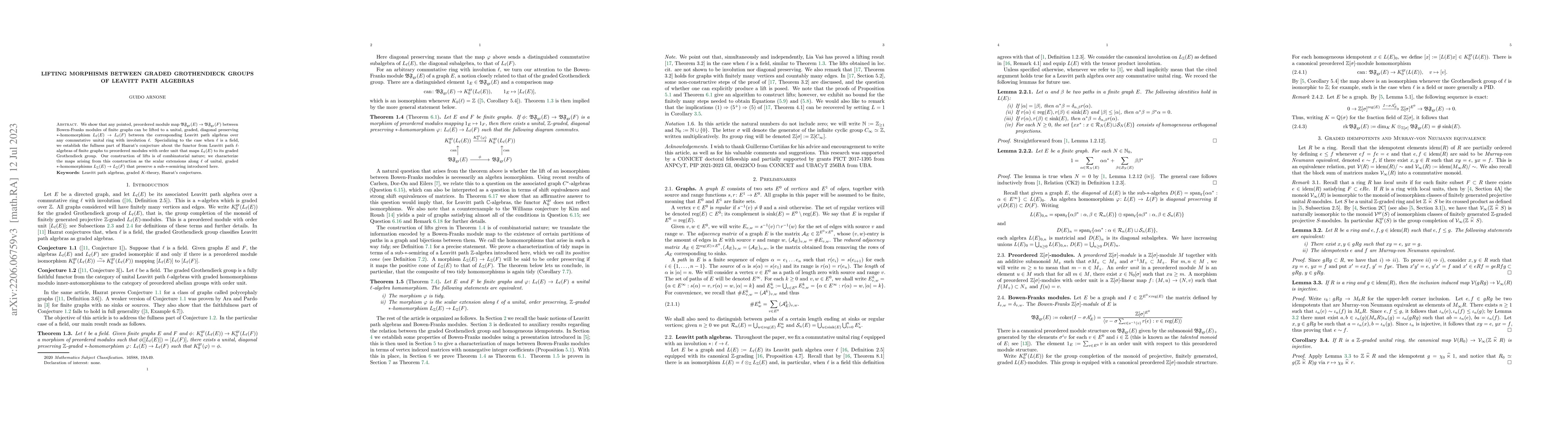 Thumbnail for Lifting morphisms between graded Grothendieck groups of Leavitt path
  algebras