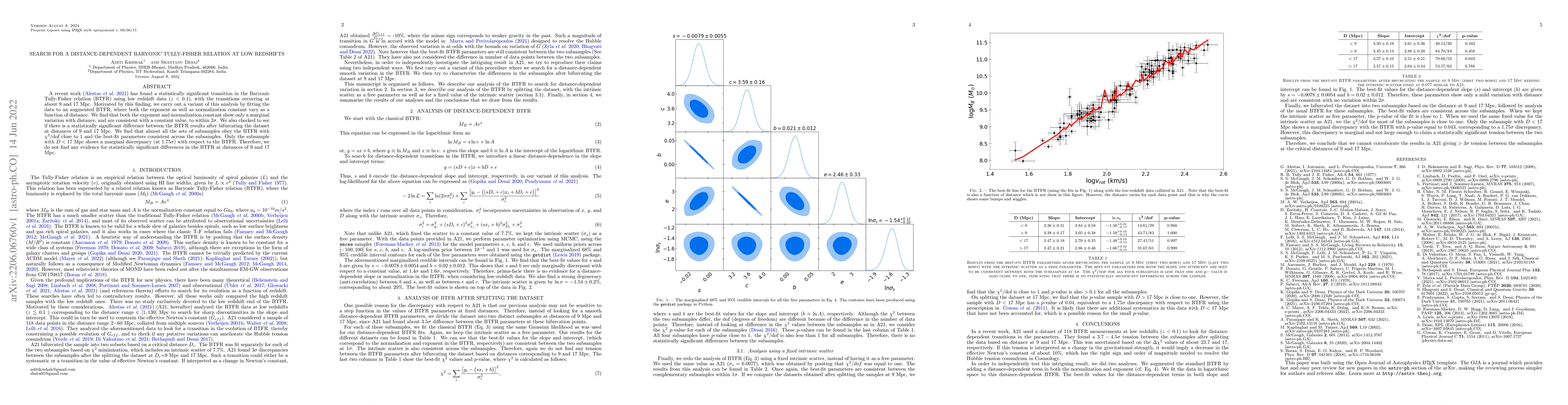 Thumbnail for Search for a distance-dependent Baryonic Tully-Fisher Relation at low
  redshifts