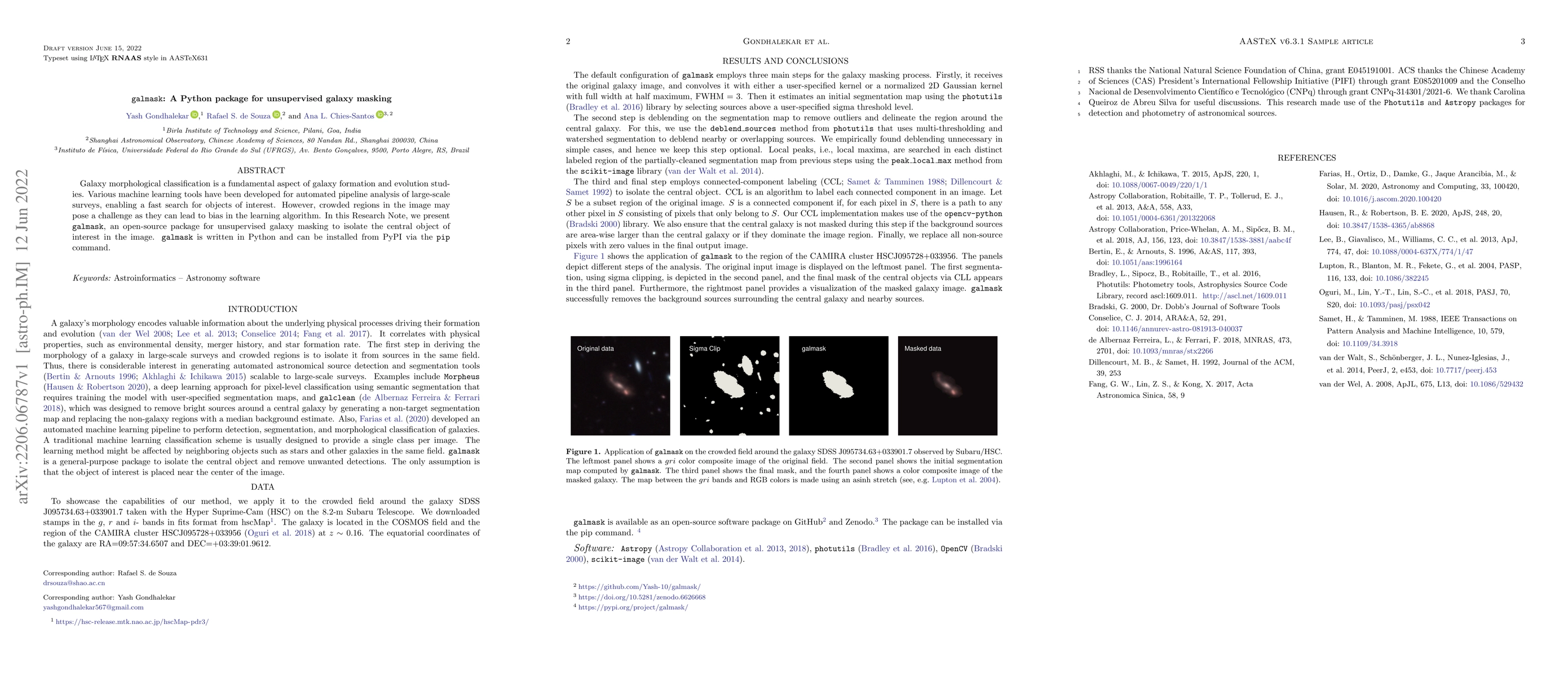 Thumbnail for galmask: A Python package for unsupervised galaxy masking