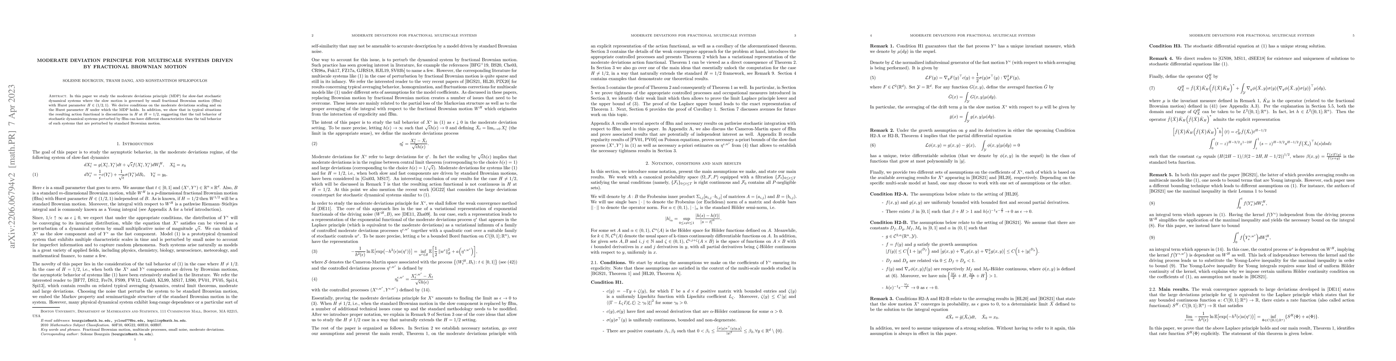 Thumbnail for Moderate deviation principle for multiscale systems driven by fractional
  Brownian motion