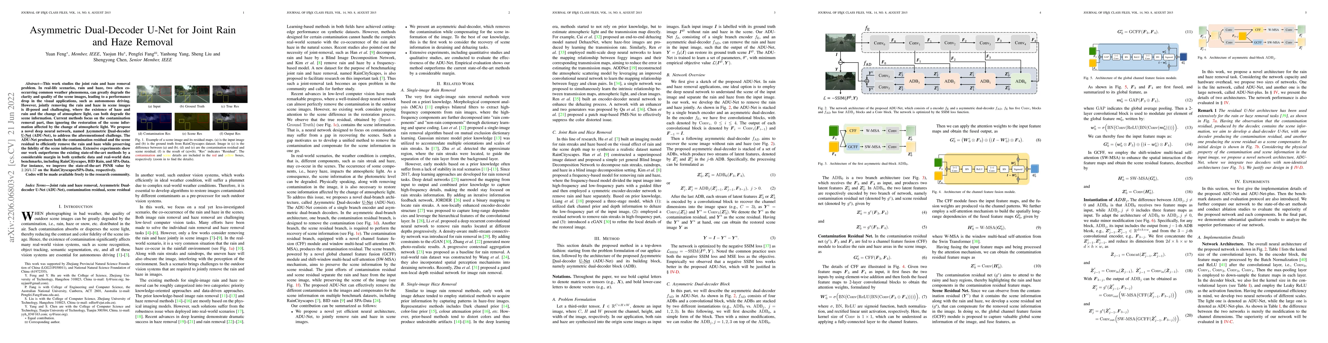 Thumbnail for Asymmetric Dual-Decoder U-Net for Joint Rain and Haze Removal