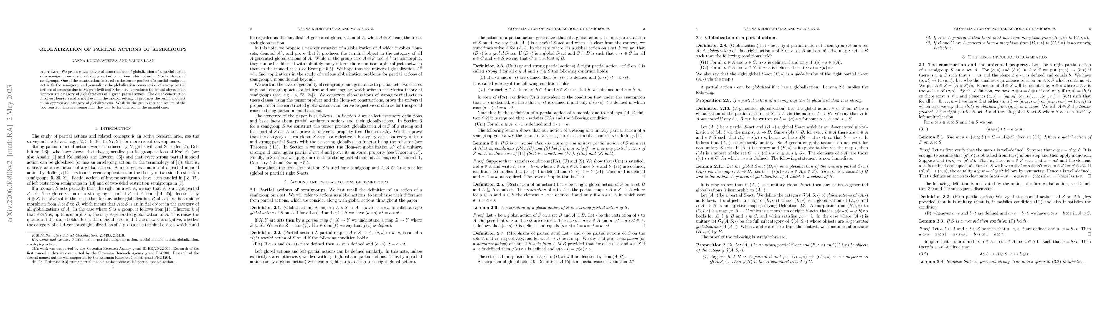 Thumbnail for Globalization of partial actions of semigroups
