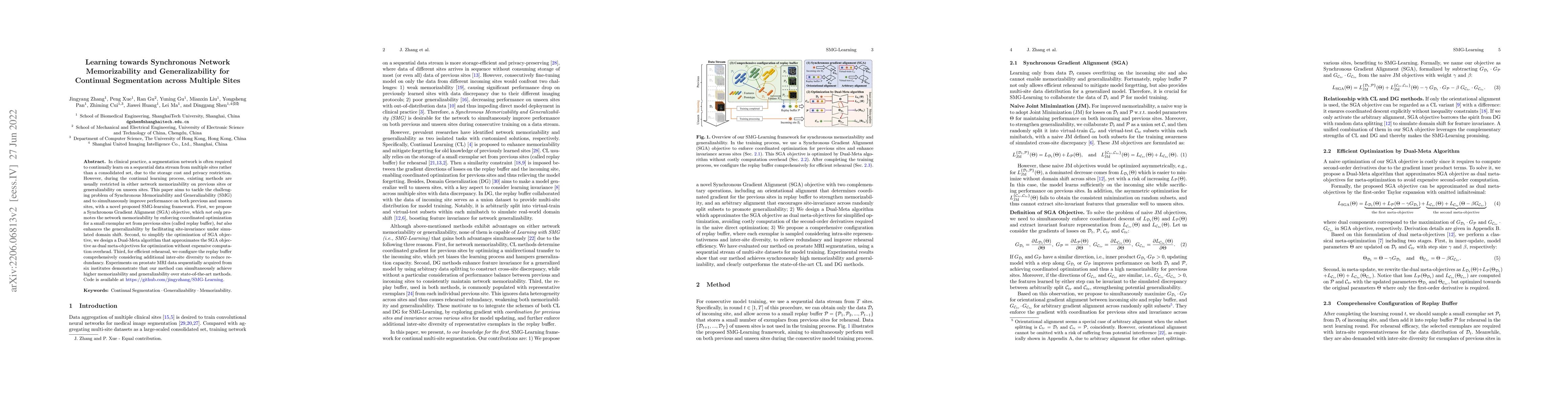 Thumbnail for Learning towards Synchronous Network Memorizability and Generalizability
  for Continual Segmentation across Multiple Sites