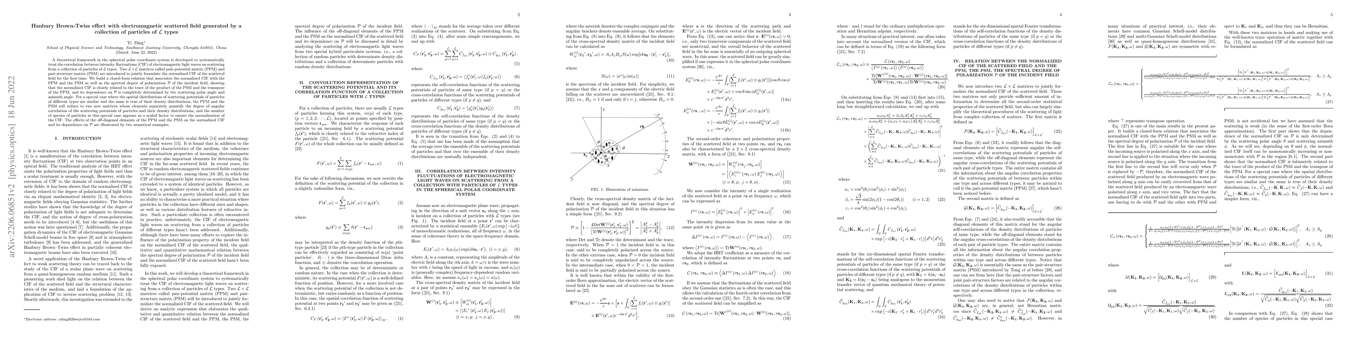 Thumbnail for Hanbury Brown-Twiss effect with electromagnetic scattered field
  generated by a collection of particles of $\mathcal{L}$ types