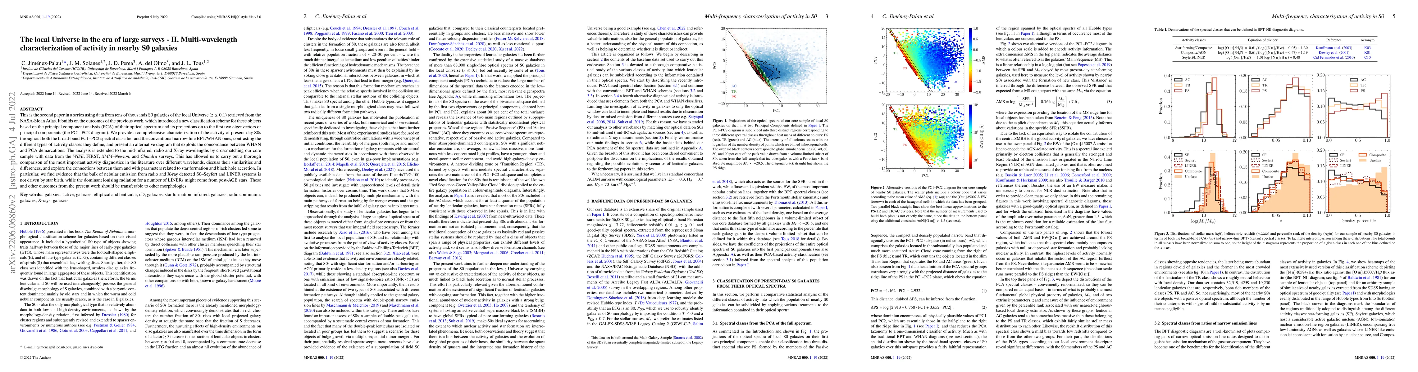 Thumbnail for The local Universe in the era of large surveys -- II. Multi-wavelength
  characterisation of activity in nearby S0 galaxies