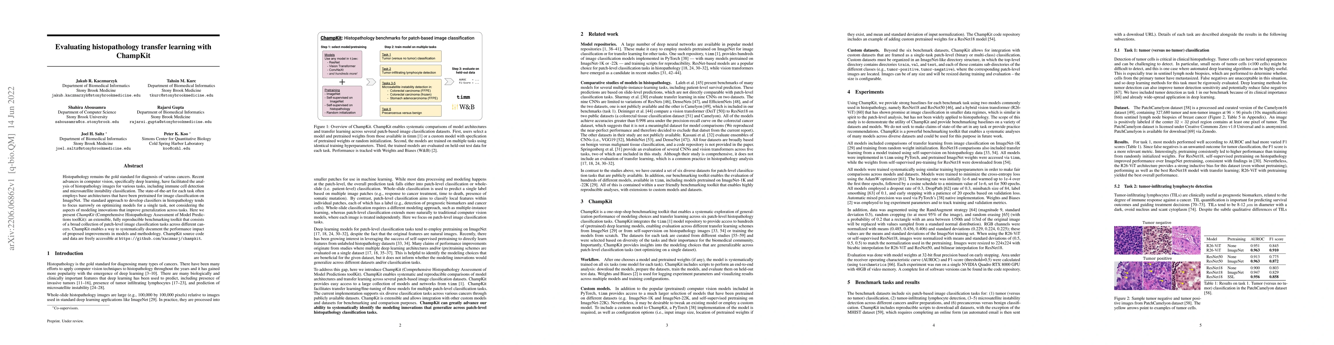 Thumbnail for Evaluating histopathology transfer learning with ChampKit