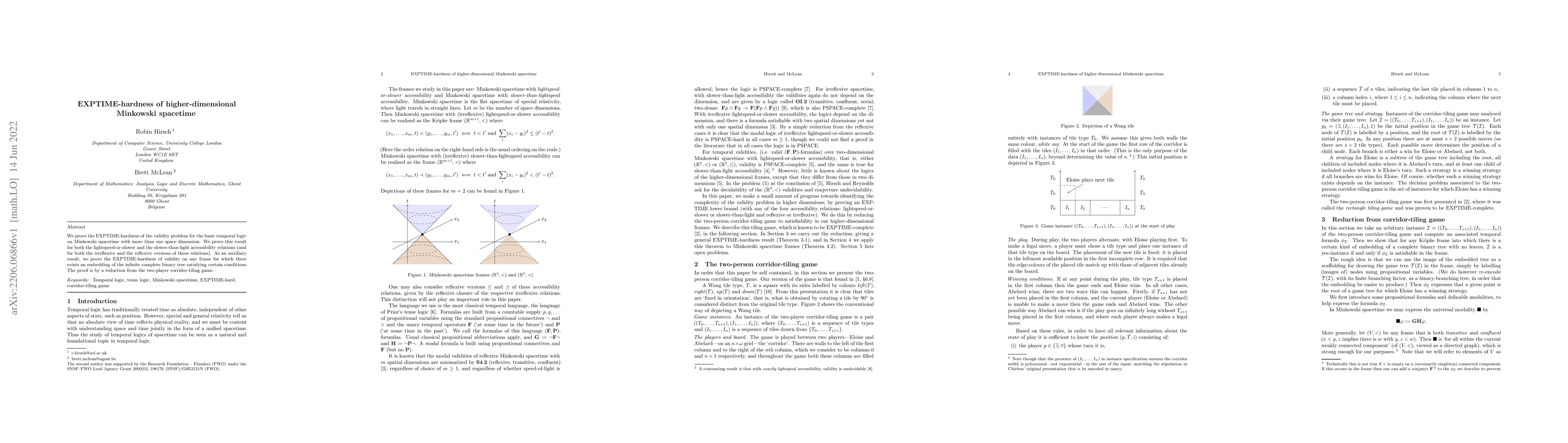 Thumbnail for EXPTIME-hardness of higher-dimensional Minkowski spacetime