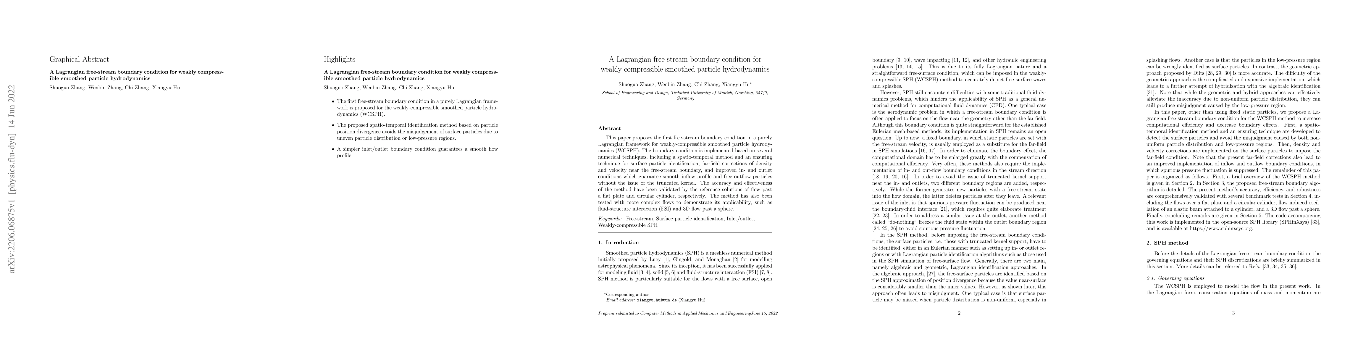 Thumbnail for A Lagrangian free-stream boundary condition for weakly compressible
  smoothed particle hydrodynamics