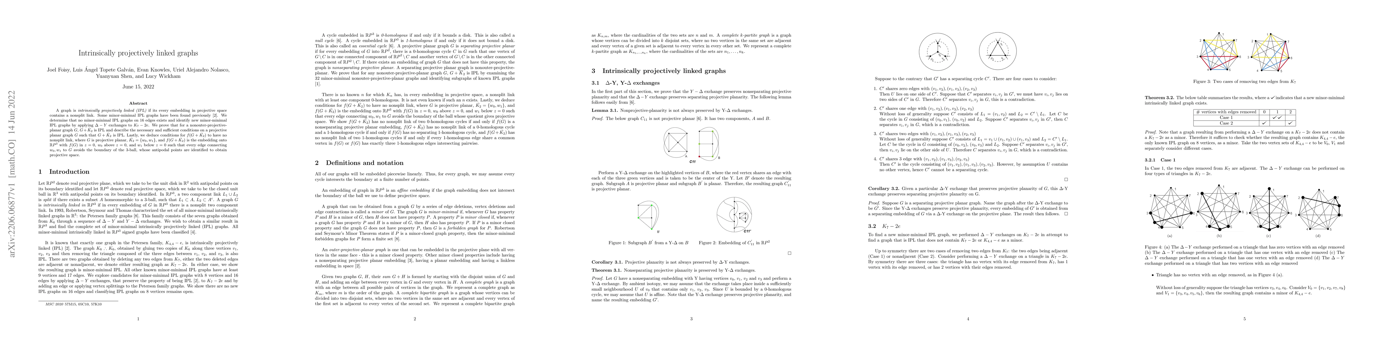 Thumbnail for Intrinsically projectively linked graphs