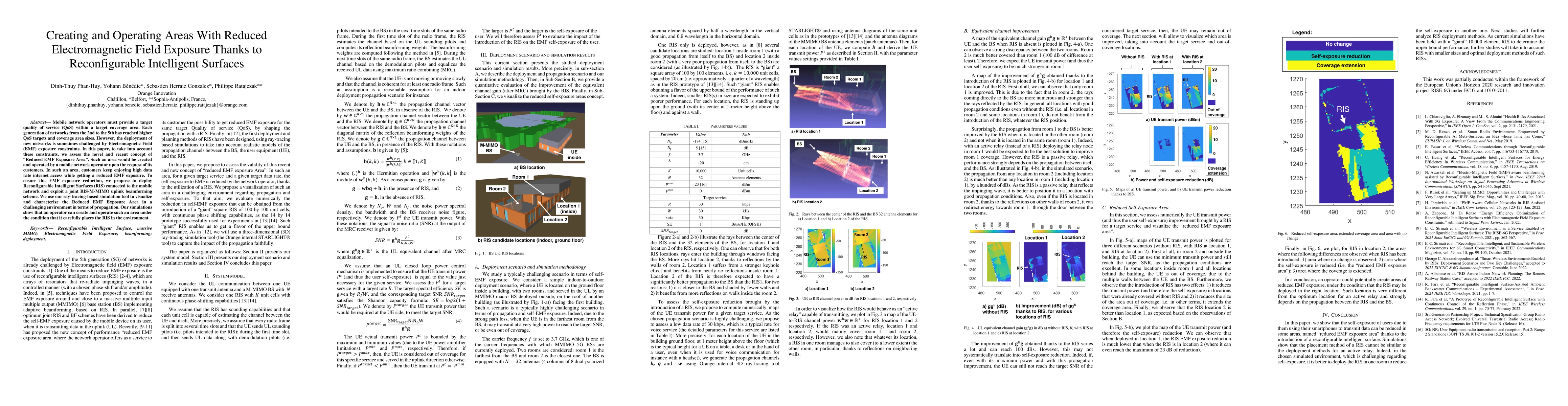 Thumbnail for Creating and Operating Areas With Reduced Electromagnetic Field Exposure
  Thanks to Reconfigurable Intelligent Surfaces