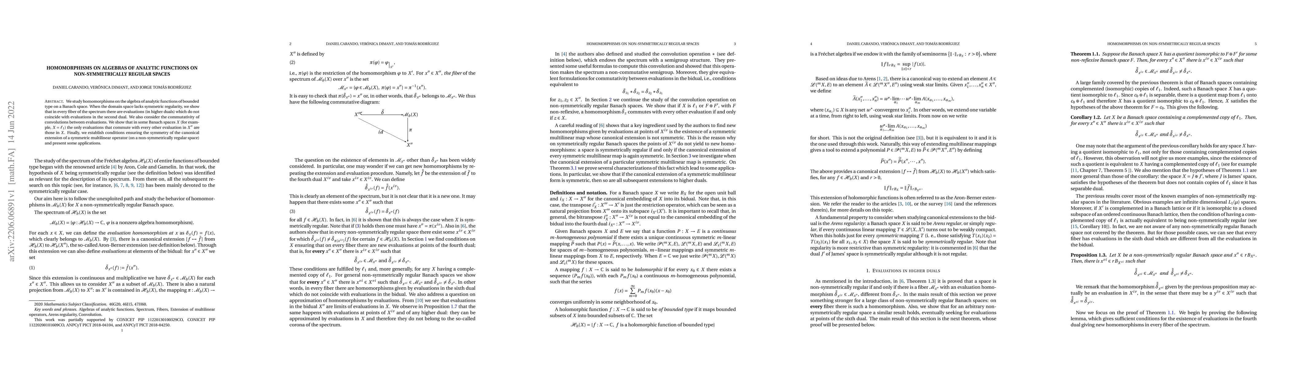 Thumbnail for Homomorphisms on algebras of analytic functions on non-symmetrically
  regular spaces