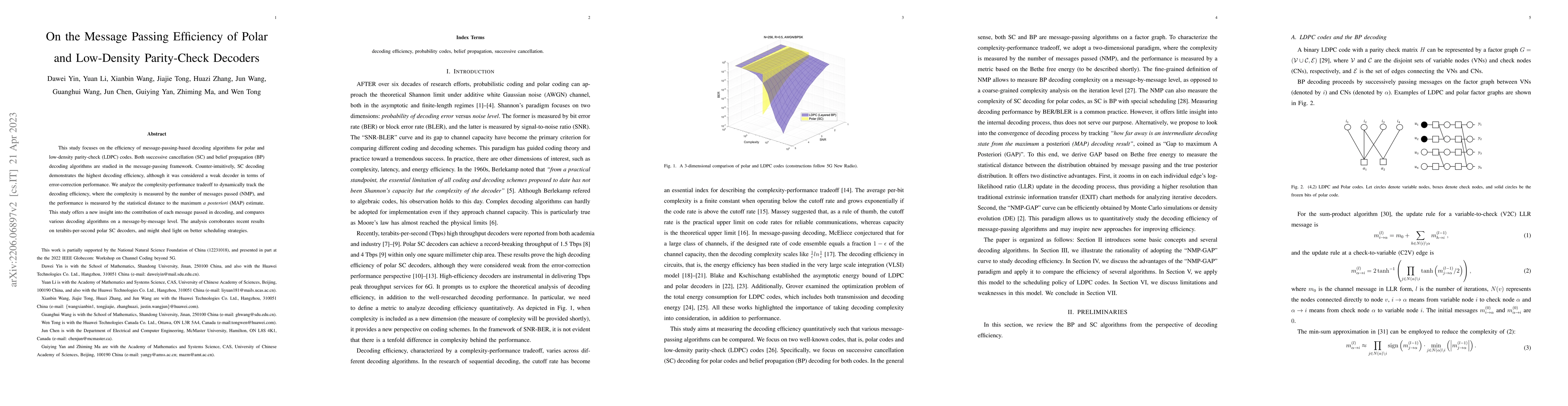 Thumbnail for On the Message Passing Efficiency of Polar and Low-Density Parity-Check
  Decoders
