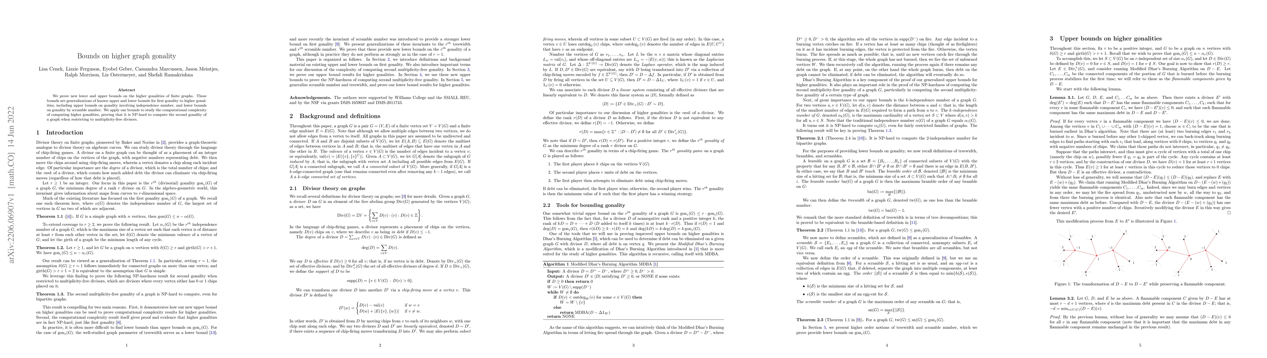Thumbnail for Bounds on higher graph gonality