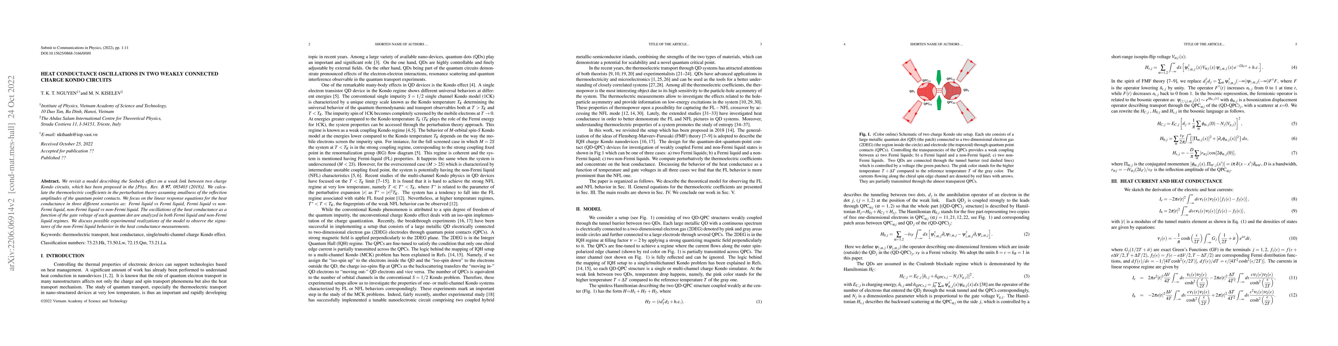 Thumbnail for Heat conductance oscillations in two weakly connected charge Kondo
  circuits