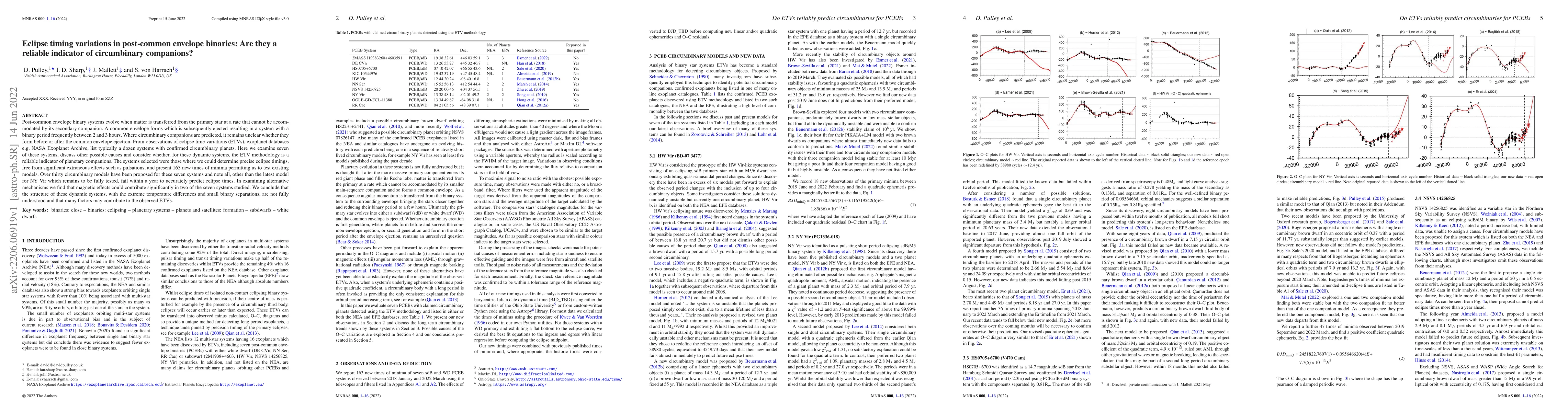 Thumbnail for Eclipse timing variations in post-common envelope binaries: Are they a
  reliable indicator of circumbinary companions?