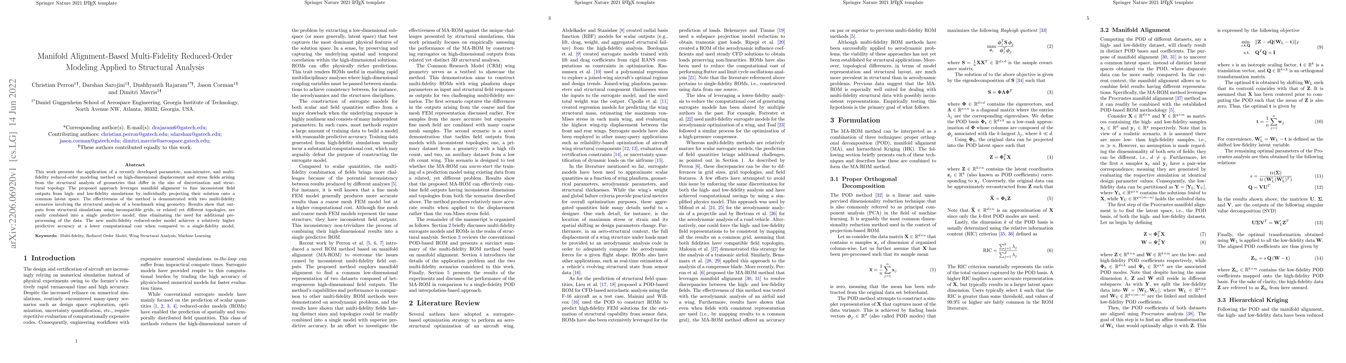 Thumbnail for Manifold Alignment-Based Multi-Fidelity Reduced-Order Modeling Applied
  to Structural Analysis