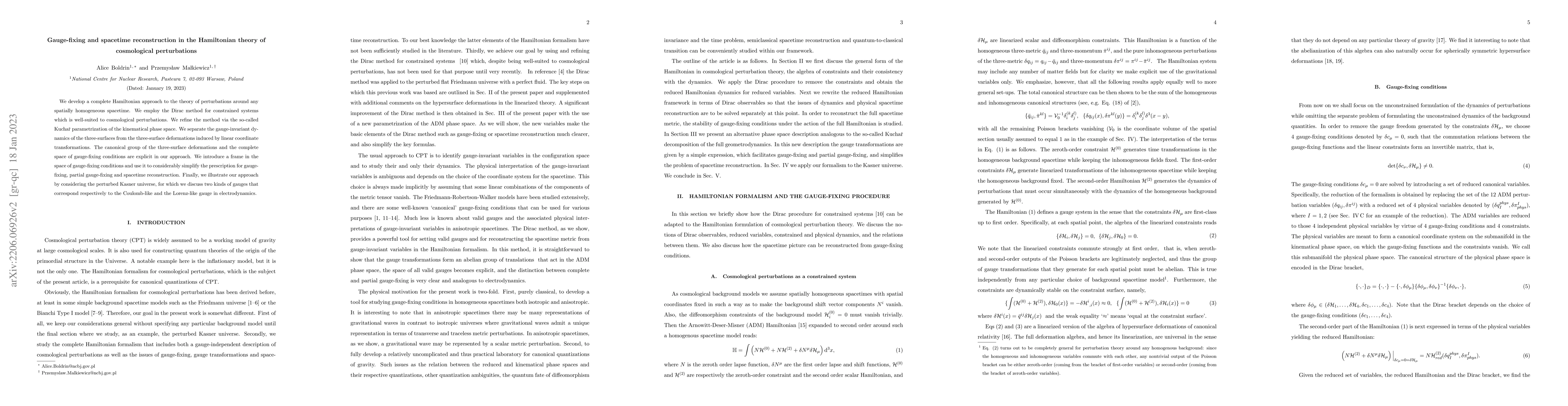 Thumbnail for Gauge-fixing and spacetime reconstruction in the Hamiltonian theory of
  cosmological perturbations