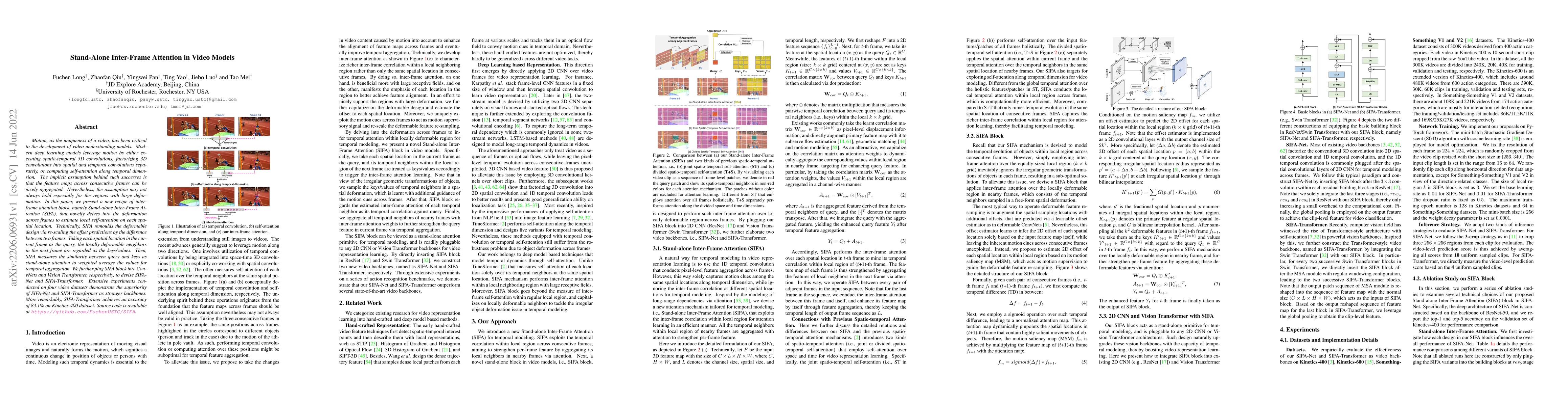 Thumbnail for Stand-Alone Inter-Frame Attention in Video Models