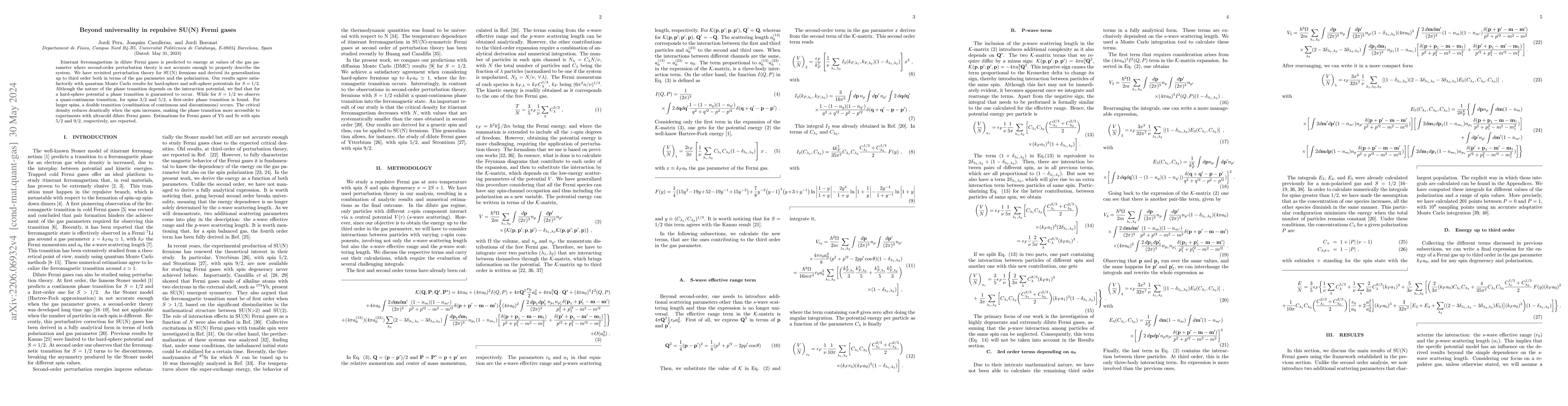 Thumbnail for Beyond universality in repulsive SU(N) Fermi gases