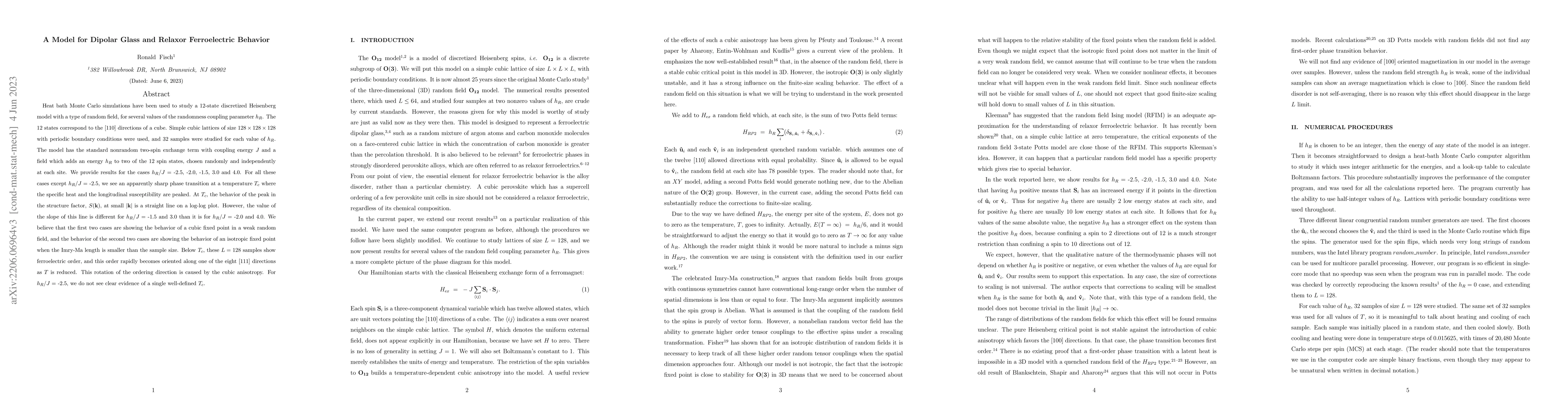 Thumbnail for Model for Dipolar Glass and Relaxor Ferroelectric Behavior