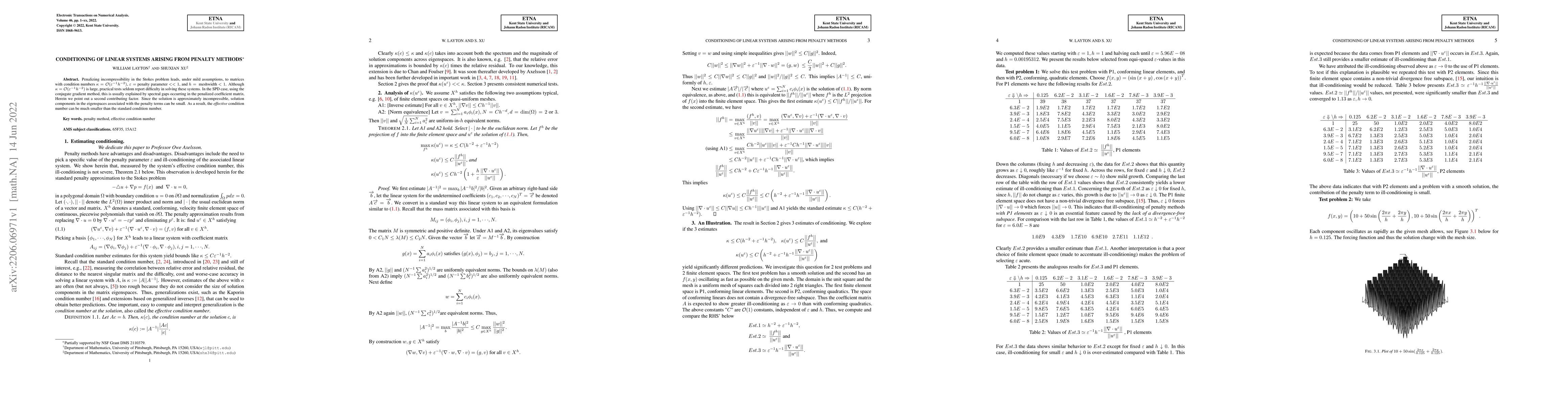 Thumbnail for Conditioning of linear systems arising from penalty methods