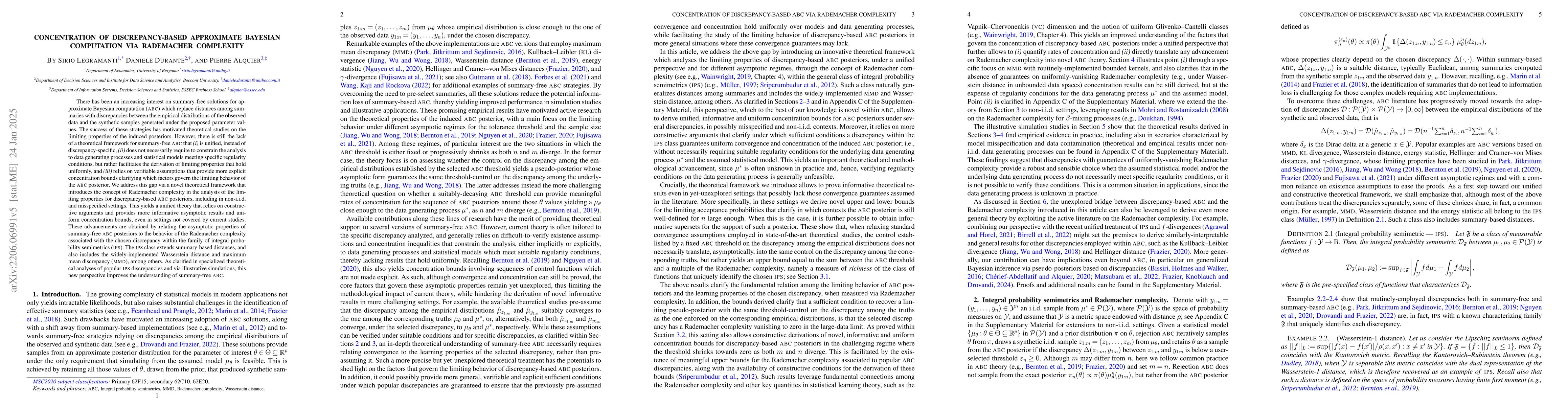 Thumbnail for Concentration of discrepancy-based approximate Bayesian computation via
  Rademacher complexity
