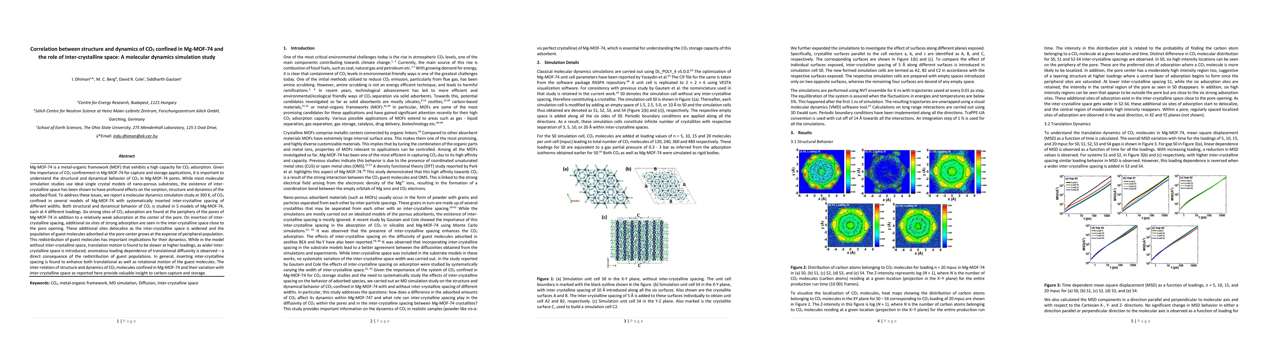 Thumbnail for Correlation between structure and dynamics of CO$_2$ confined in
  Mg-MOF-74 and the role of inter-crystalline space: A molecular dynamics
  simulation study