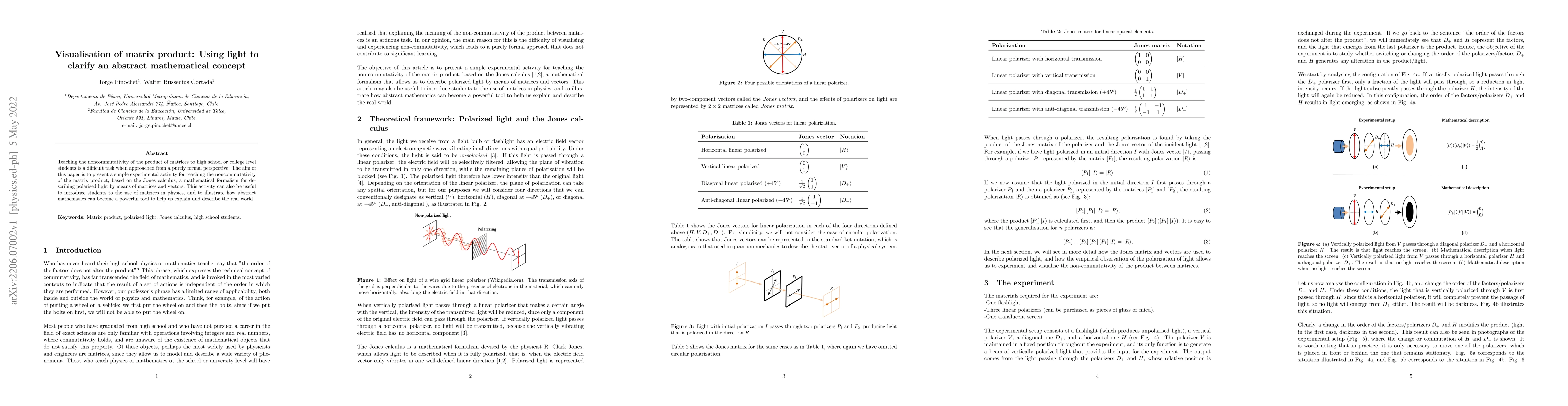 Thumbnail for Visualisation of matrix product: Using light to clarify an abstract
  mathematical concept