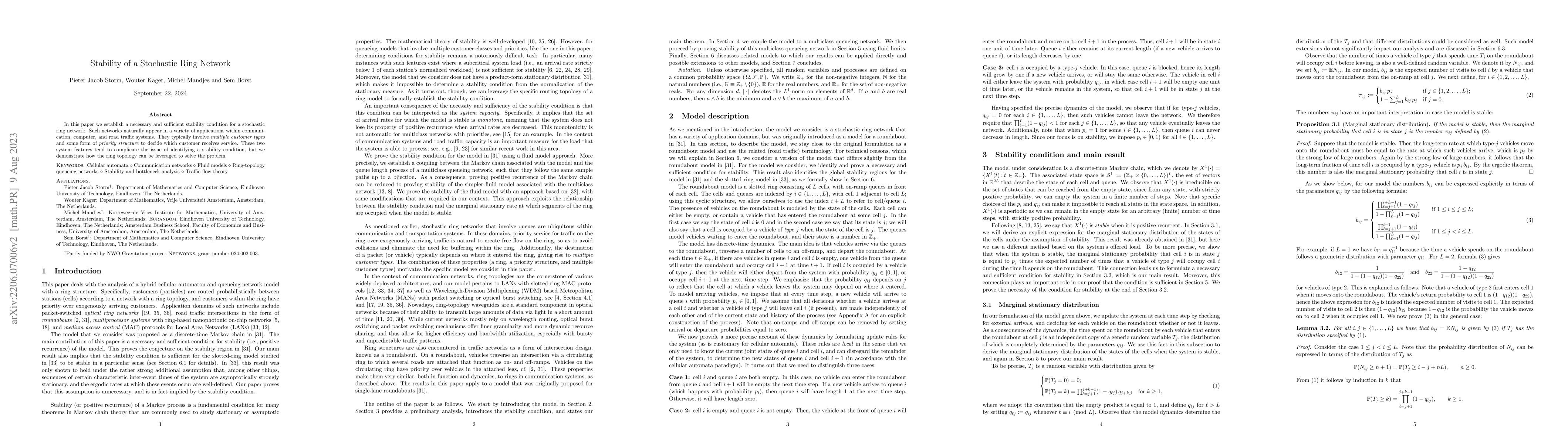 Thumbnail for Stability of a Stochastic Ring Network