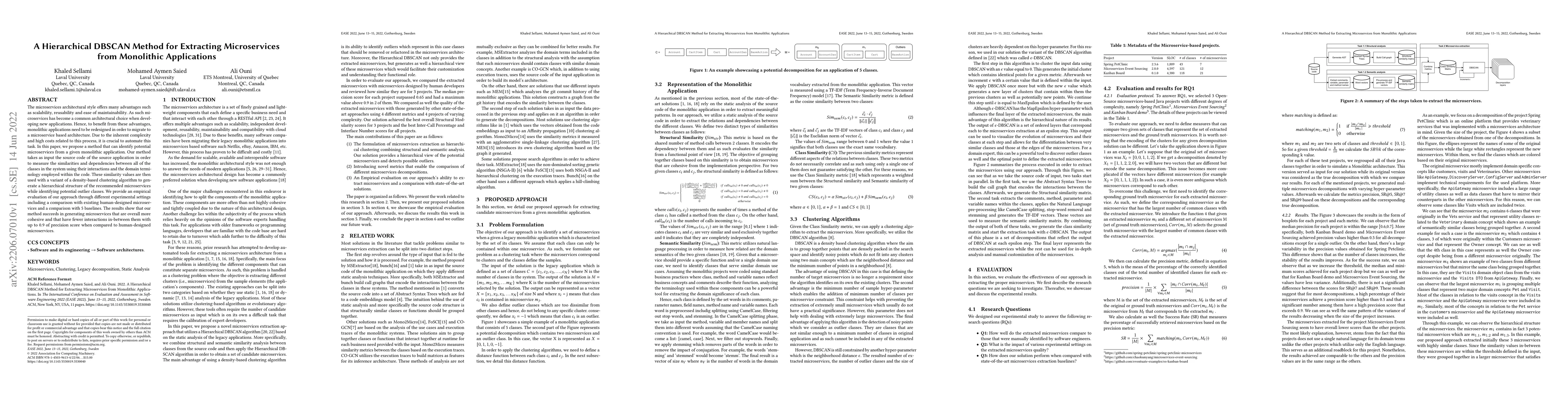 Thumbnail for A Hierarchical-DBSCAN Method for Extracting Microservices from
  Monolithic Applications
