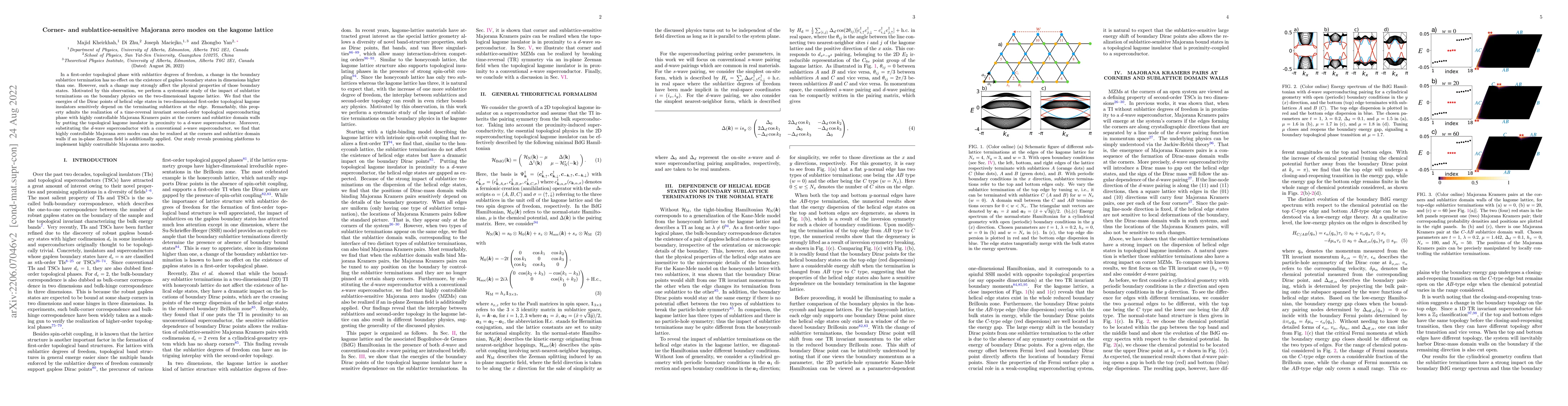 Thumbnail for Corner- and sublattice-sensitive Majorana zero modes on the kagome
  lattice