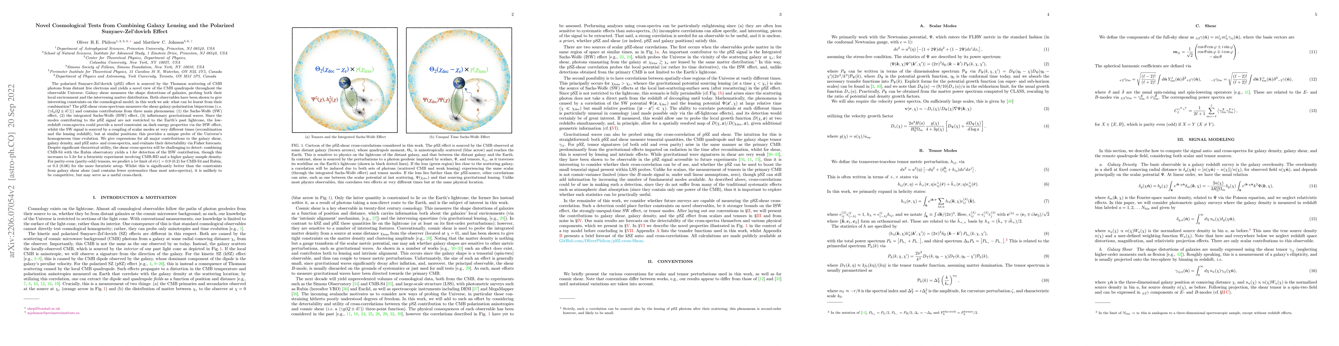 Thumbnail for Novel Cosmological Tests from Combining Galaxy Lensing and the Polarized
  Sunyaev-Zel'dovich Effect