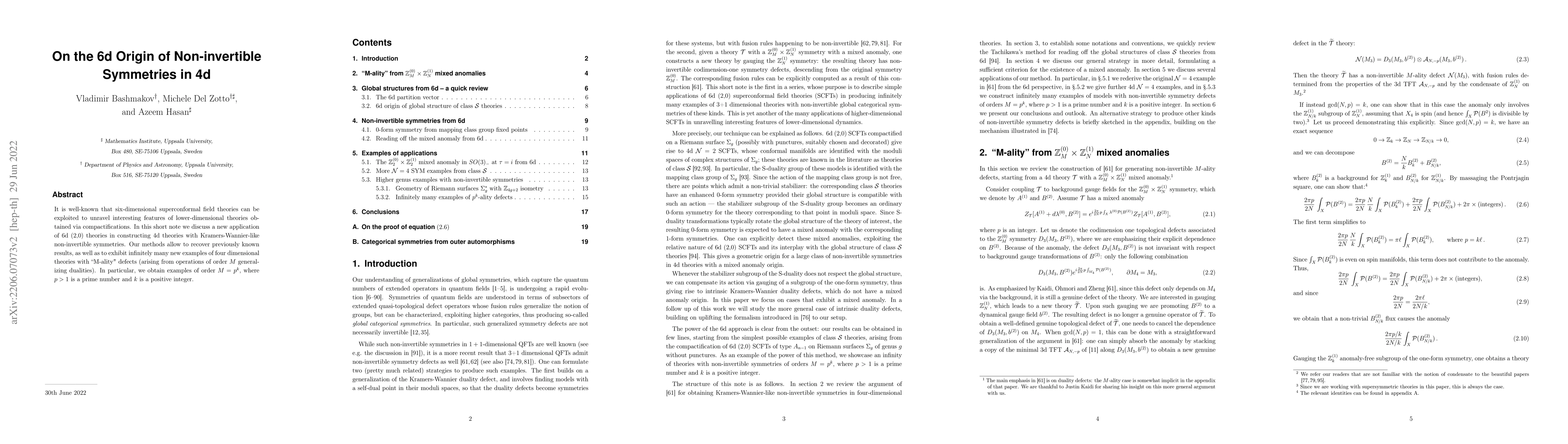 Thumbnail for On the 6d Origin of Non-invertible Symmetries in 4d