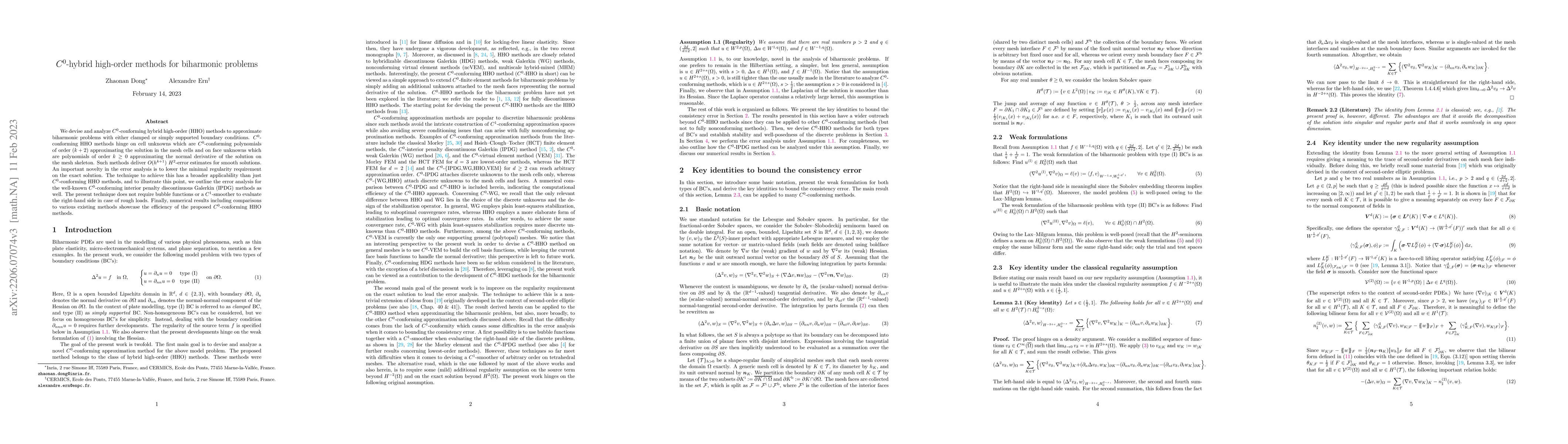 Thumbnail for $C^0$-hybrid high-order methods for biharmonic problems
