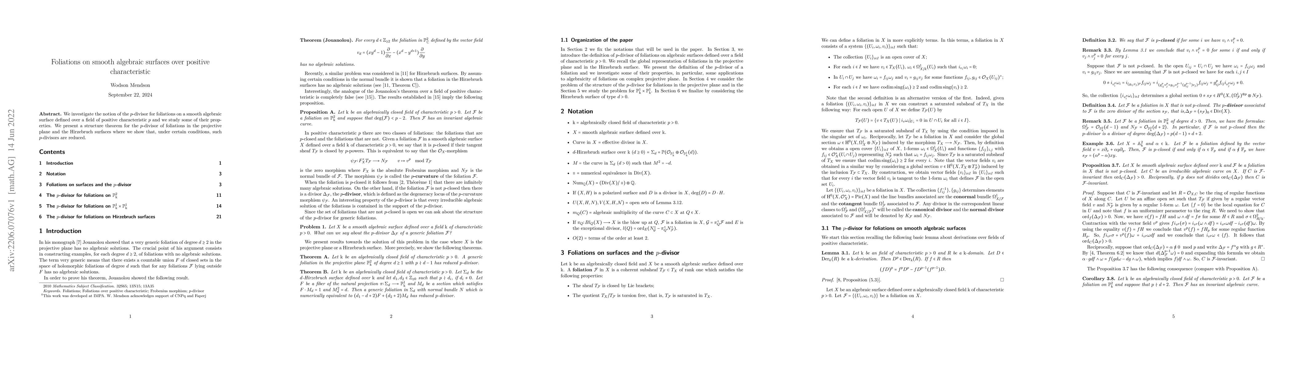 Thumbnail for Foliations on smooth algebraic surfaces over positive characteristic