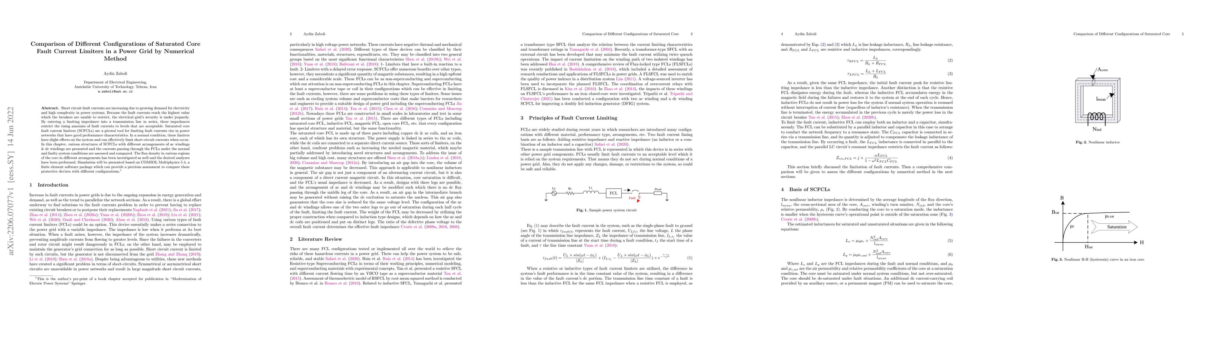 Thumbnail for Comparison of Different Configurations of Saturated Core Fault Current
  Limiters in a Power Grid by Numerical Method