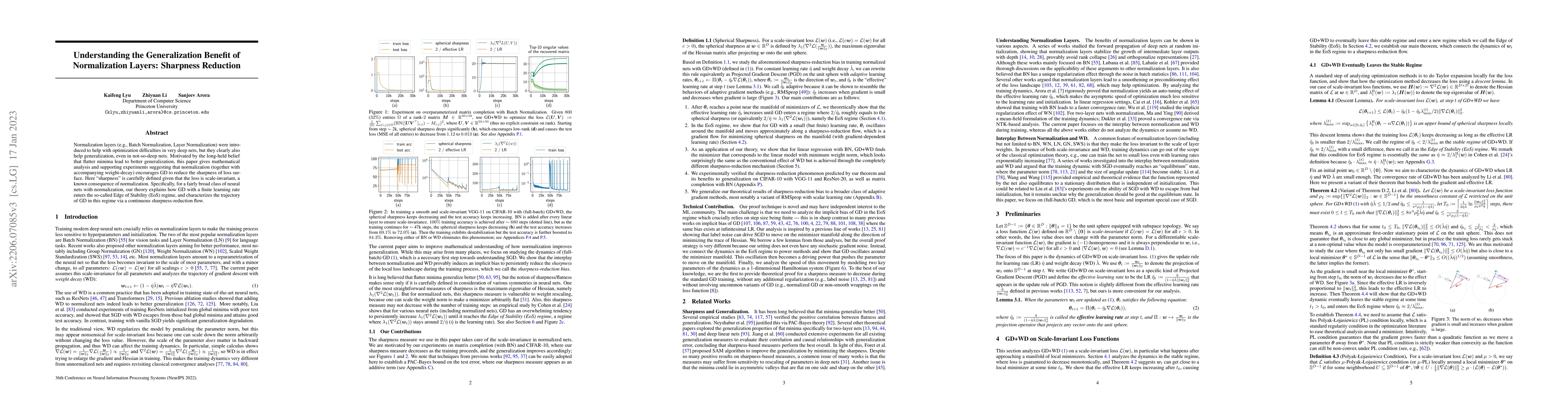 Thumbnail for Understanding the Generalization Benefit of Normalization Layers:
  Sharpness Reduction